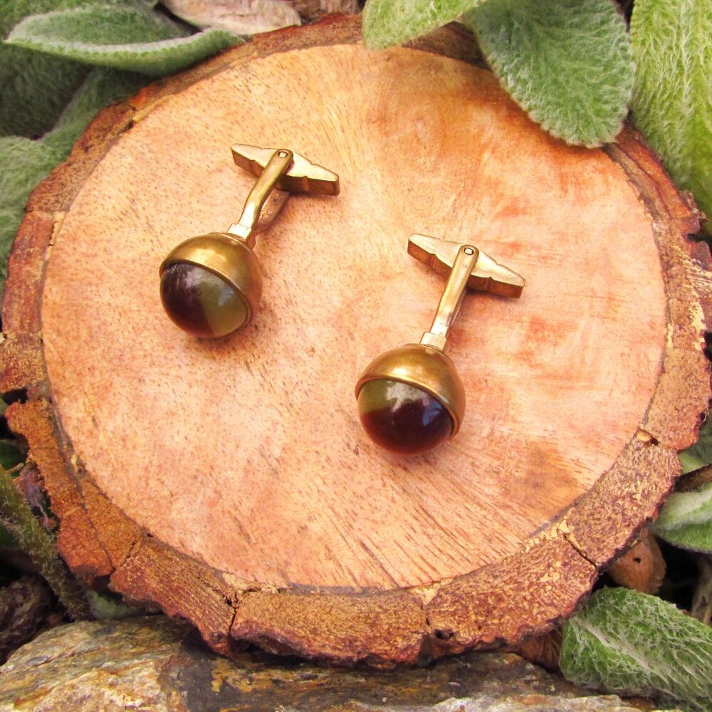 Art Deco Cufflinks | Brass Cufflinks | Antique Cufflinks | Mens Formalwear